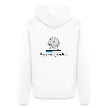 pups_geladen_3f - Unisex Premium Bio Zip Hoodie - Weiß - Hinten - Thijin (182cm)