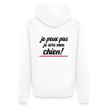 je peux pas je sors mon chien - Veste à capuche bio Premium Unisexe - blanc - Dos - Thijin (182cm)