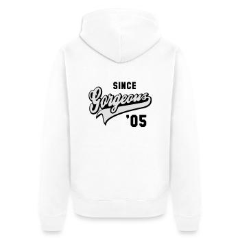Superbe DEPUIS 2005 - Anniversaire - Veste à capuche bio Premium Unisexe - blanc - Dos - Thijin (182cm)
