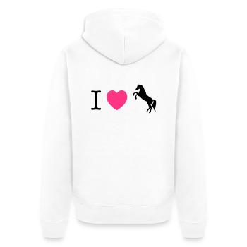 Ich liebe Pferde / Ponys - Unisex Premium Bio Zip Hoodie - Weiß - Hinten - Thijin (182cm)