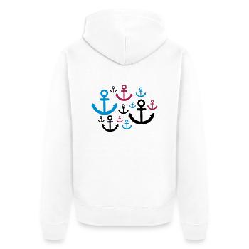 muster anker viele tattoo boot schiff schwimmen me - Unisex Premium Bio Zip Hoodie - Weiß - Hinten - Thijin (182cm)
