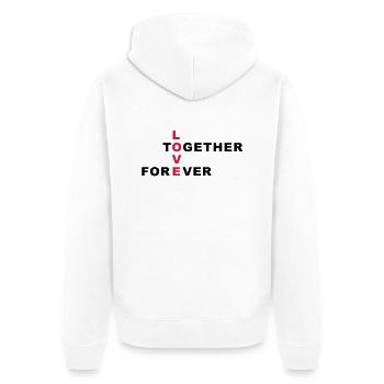 Love together forever - Unisex Premium Bio Zip Hoodie - Weiß - Hinten - Thijin (182cm)