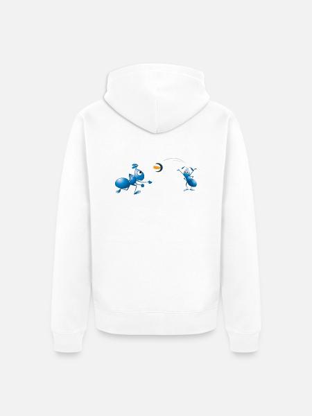 Ants in volleyball - Premium økologisk unisex-hættejakke - hvid