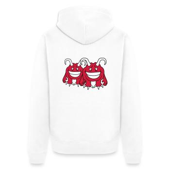 couple amoureux amoureux couples 2 amis daemon teuf - Veste à capuche bio Premium Unisexe - blanc - Dos - Thijin (182cm)