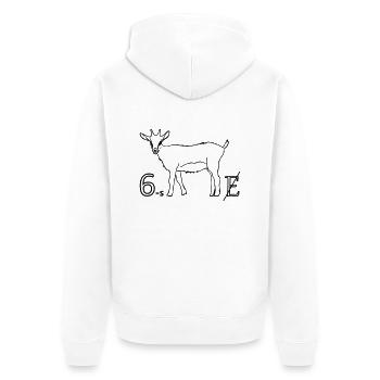 6zig - Unisex Premium Bio Zip Hoodie - Weiß - Hinten - Thijin (182cm)
