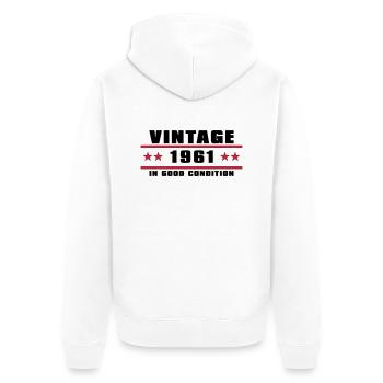 millésime 1961 anniversaire - Veste à capuche bio Premium Unisexe - blanc - Dos - Thijin (182cm)