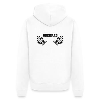 OBERRAD - Frankfurt Stadtteil Shirt - Unisex Premium Bio Zip Hoodie - Weiß - Hinten - Thijin (182cm)
