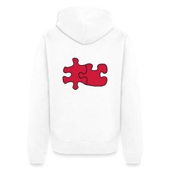 puzzle1 - Unisex Premium Bio Zip Hoodie - Weiß - Hinten - Thijin (182cm)