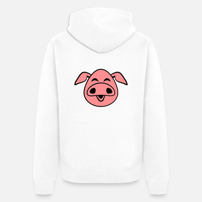 Drôle rire cochon heureux - Veste à capuche bio Premium Unisexe - blanc
