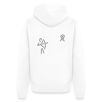 schütze schießt - Unisex Premium Bio Zip Hoodie - Weiß - Hinten - Thijin (182cm)