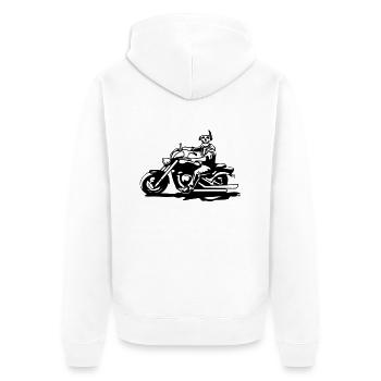 Motorrad chopper cool totenkopf stahlhelm - Unisex Premium Bio Zip Hoodie - Weiß - Hinten - Thijin (182cm)