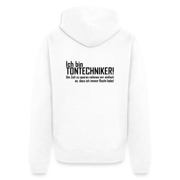 ich bin tontechniker - Unisex Premium Bio Zip Hoodie - Weiß - Hinten - Thijin (182cm)
