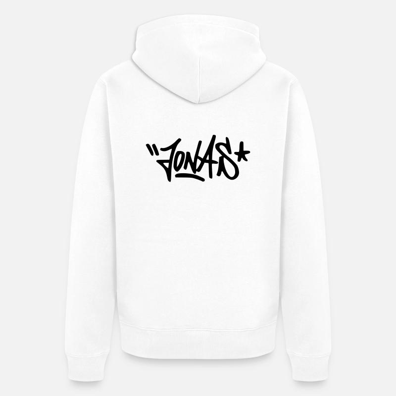 Graffiti Jonas - Unisex Premium Bio Zip Hoodie - Weiß