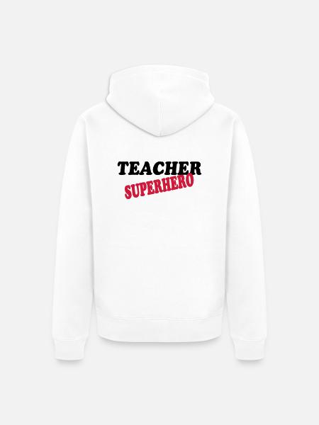 Teacher superhero - Unisex Premium Bio Zip Hoodie - Weiß