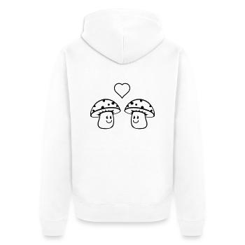 pilze_in_love_1 - Unisex Premium Organic Zip Hoodie - white - Back - Thijin (182cm)