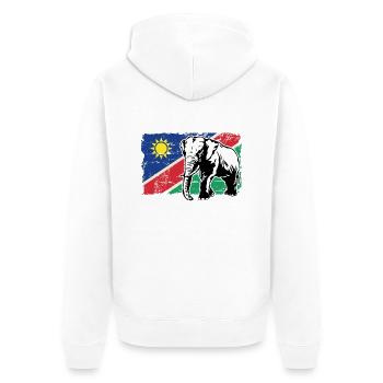Namibia Flag - Elephant - Elefant - Unisex Premium Bio Zip Hoodie - Weiß - Hinten - Thijin (182cm)