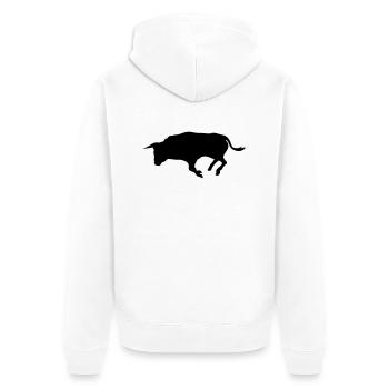 stier - Unisex Premium Bio Zip Hoodie - Weiß - Hinten - Thijin (182cm)