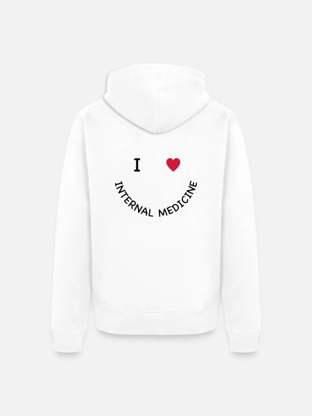 I love internal medicine - Unisex Premium Organic Zip Hoodie - white