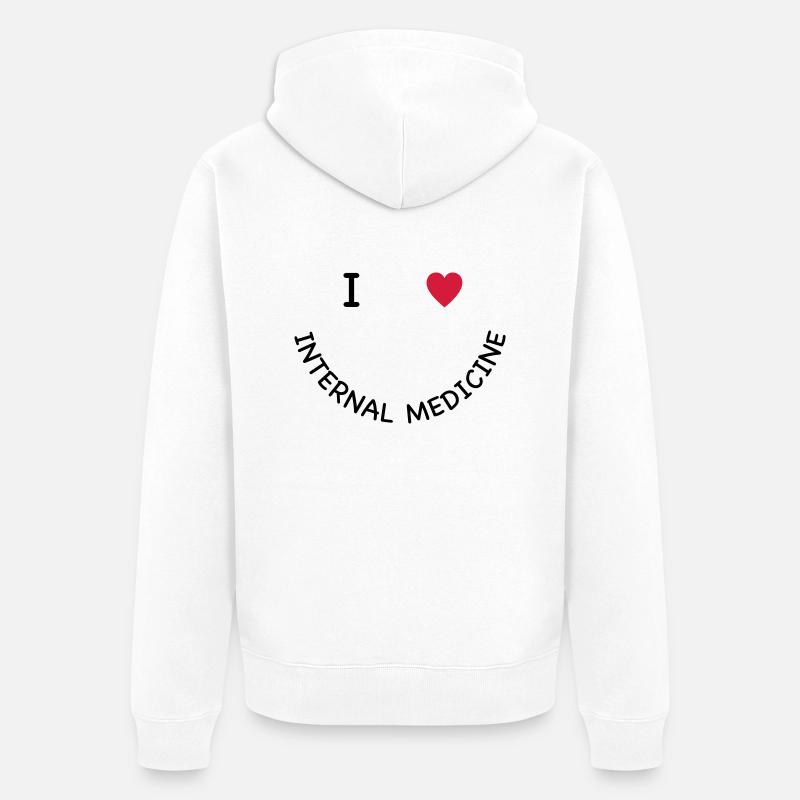 J'adore la médecine interne - Veste à capuche bio Premium Unisexe - blanc