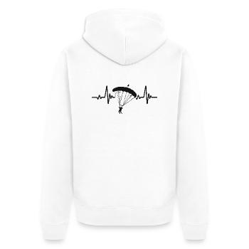 Parachuting Heartbeat Parachute Jump - Unisex Premium Organic Zip Hoodie - white - Back - Thijin (182cm)