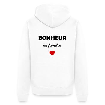 bonheur en famille - Veste à capuche bio Premium Unisexe - blanc - Dos - Thijin (182cm)