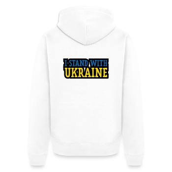 I Stand with Ukraine ! Make Love not War - Unisex Premium Bio Zip Hoodie - Weiß - Hinten - Thijin (182cm)