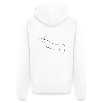 Weiblicher Körper Line Art - Minimalistisch - Unisex Premium Bio Zip Hoodie - Weiß - Hinten - Thijin (182cm)