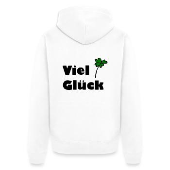 Viel Glück - Unisex Premium Bio Zip Hoodie - Weiß - Hinten - Thijin (182cm)