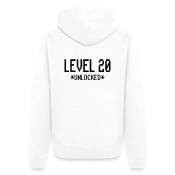 Cadeau de 20e anniversaire Niveau 20 Joueur de jeu - Veste à capuche bio Premium Unisexe - blanc - Dos - Thijin (182cm)