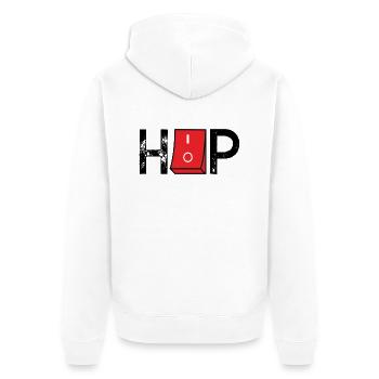Music on off HipHop ON OFF - Unisex Premium Bio Zip Hoodie - Weiß - Hinten - Thijin (182cm)