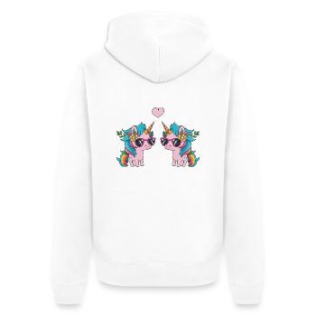 unicorn love - Unisex Premium Bio Zip Hoodie - Weiß - Hinten - Thijin (182cm)