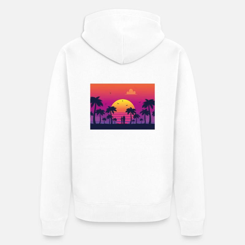 sunset surf - Unisex Premium Bio Zip Hoodie - Weiß