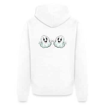 ghosts funny - Unisex Premium Bio Zip Hoodie - Weiß - Hinten - Thijin (182cm)