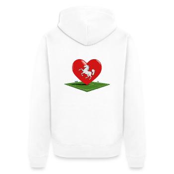 Twente liebt Fußball - Unisex Premium Bio Zip Hoodie - Weiß - Hinten - Thijin (182cm)