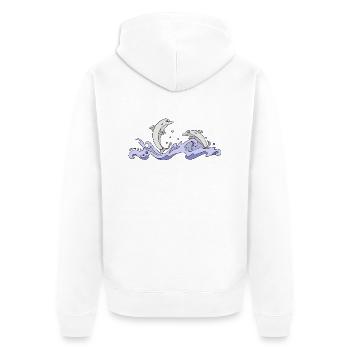 Delphine - Unisex Premium Bio Zip Hoodie - Weiß - Hinten - Thijin (182cm)