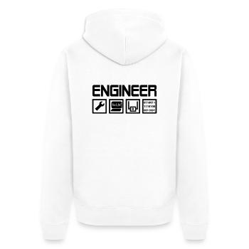 Engineer - Symbole - Unisex Premium Bio Zip Hoodie - Weiß - Hinten - Thijin (182cm)