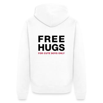 freehugsboys - Unisex Premium Organic Zip Hoodie - white - Back - Thijin (182cm)