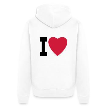 ich liebe ich liebe ich liebe - Unisex Premium Bio Zip Hoodie - Weiß - Hinten - Thijin (182cm)