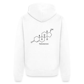 Testosterone - Bodybuilding, , Fitness - Unisex Premium Bio Zip Hoodie - Weiß - Hinten - Thijin (182cm)