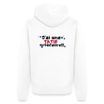 mA TATIE déchire - Veste à capuche bio Premium Unisexe - blanc - Dos - Thijin (182cm)