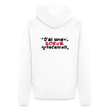 mA SOEUR déchire - Veste à capuche bio Premium Unisexe - blanc - Dos - Thijin (182cm)