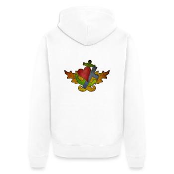 Liebe Glaube Hoffnung / Antik - Unisex Premium Bio Zip Hoodie - Weiß - Hinten - Thijin (182cm)