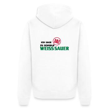 Ich sage ja zu Schorle! - Unisex Premium Bio Zip Hoodie - Weiß - Hinten - Thijin (182cm)
