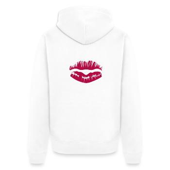 Kiss - Unisex Premium Bio Zip Hoodie - Weiß - Hinten - Thijin (182cm)