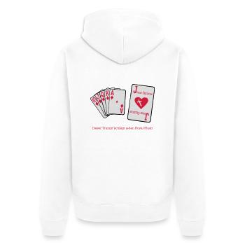 Jesus & Royal Flush - Unisex Premium Bio Zip Hoodie - Weiß - Hinten - Thijin (182cm)