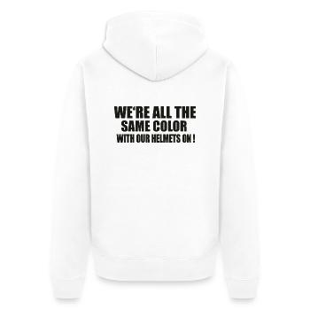 Biker gegen Rassismus Motorrad - Unisex Premium Bio Zip Hoodie - Weiß - Hinten - Thijin (182cm)
