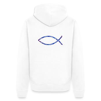 Christliches Fischsymbol-blue/türkis - Unisex Premium Bio Zip Hoodie - Weiß - Hinten - Thijin (182cm)