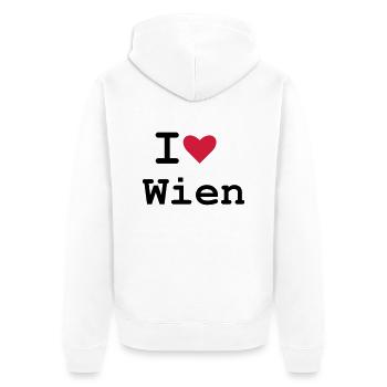 Wien - Unisex Premium Bio Zip Hoodie - Weiß - Hinten - Thijin (182cm)