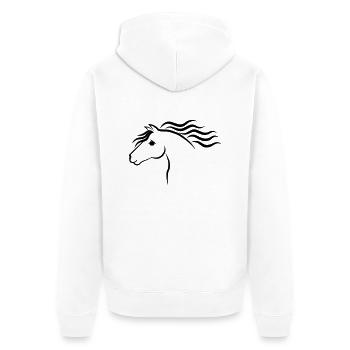 Horse Design - Unisex Premium Organic Zip Hoodie - white - Back - Thijin (182cm)