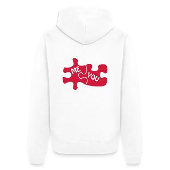 puzzle2 - Unisex Premium Bio Zip Hoodie - Weiß - Hinten - Thijin (182cm)